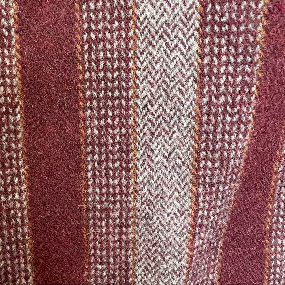 Vtg Made in England grey burgundy tweed herringbone striped cropped jacket 16 - Picture 11 of 14